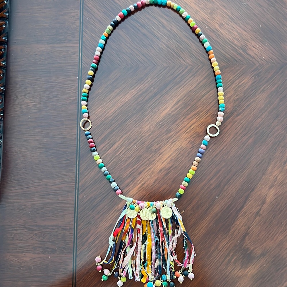 Fun material and bead necklace
